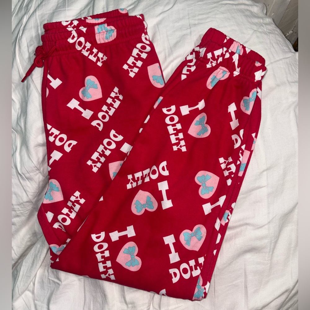 Dolly Red Joggers with Heart Print